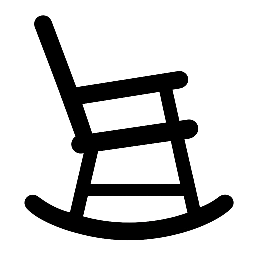 Minimalist rocking chair logo symbolizing retirement, relaxation, and the Retired and Trying brand.